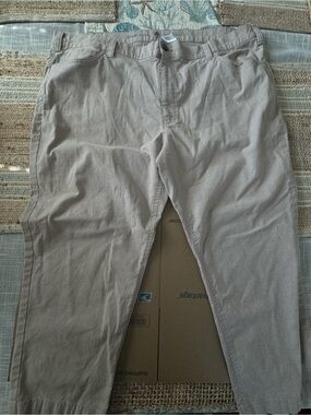 Oak Hill Men's Pants, Flat Front, Straight Fit, Tan, 46x25